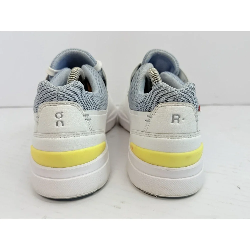 On The Roger Advantage Women's 8.5 White Nimbus Gray Yellow CloudTec Tennis